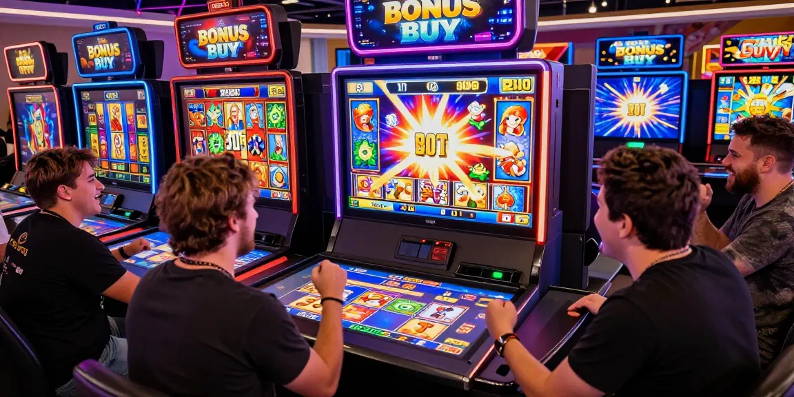 Excited players enjoying Bonus Buy slots at chagency.co.uk, showcasing vibrant gaming and thrilling atmosphere