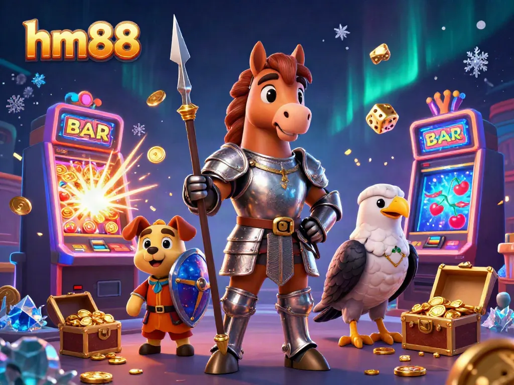Experience the thrill of casino gaming at hm88 with vibrant 3D characters celebrating a jackpot.