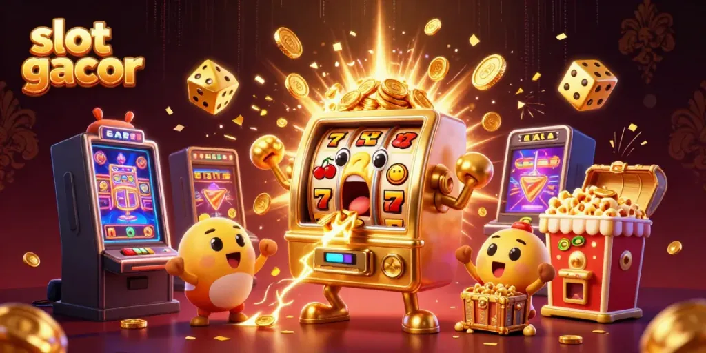 Slot gacor mengeluarkan jackpot, mesin slot meriah dengan koin berlimpah.