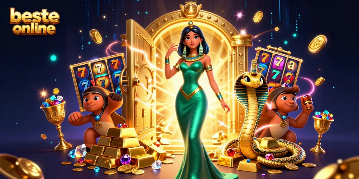 Experience the thrill at the beste online casinos with vibrant slots, gold treasures, and engaging characters.
