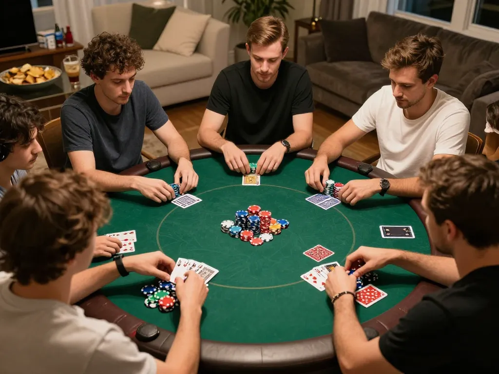 Cách chơi live casino Luck8 luôn thắng in a friendly poker game, showcasing dynamic strategies and interactions.