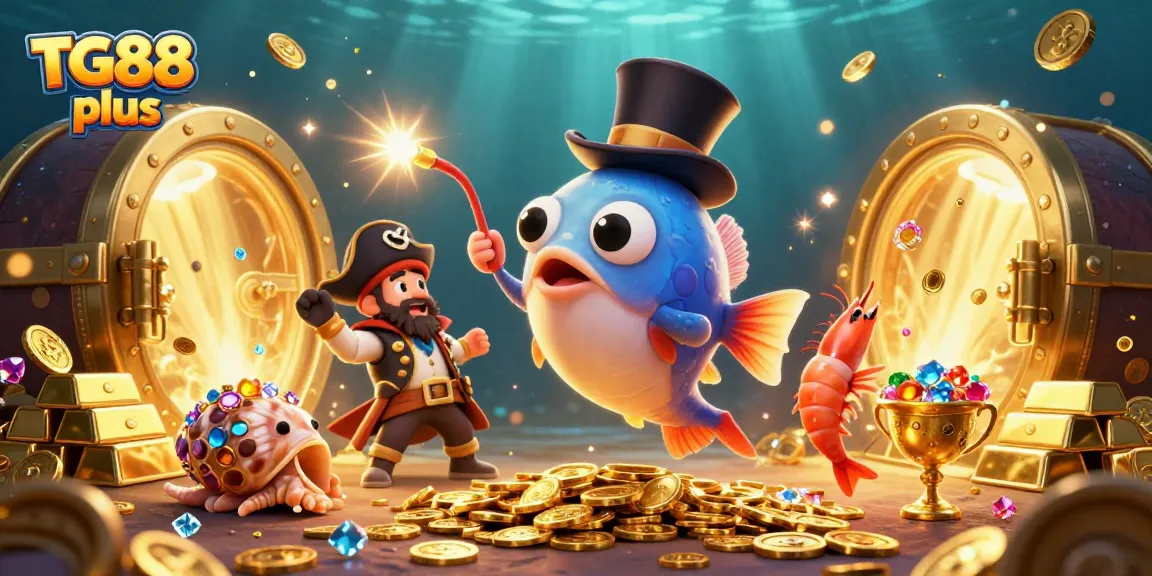 Engage in exciting gameplay at TG88 plus with sparkling gems and gold coins in a vibrant casino scene.