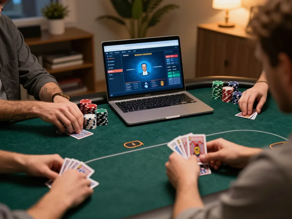 Engaging in strategic online poker session with luckyindex showcasing player cards and stacks