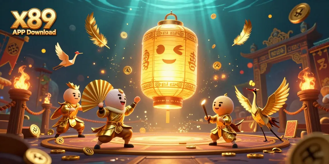 Play and win with x89 APK Download in this vibrant casino scene filled with gold and luck.