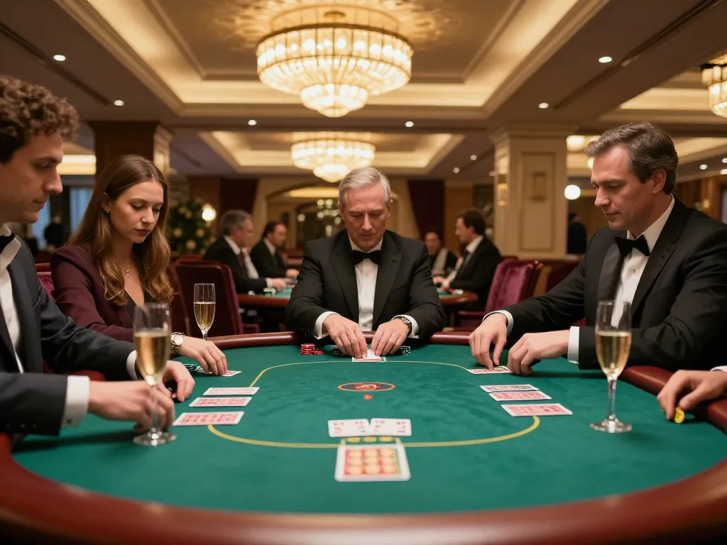 Players engaged in strategic poker game at luxe VIP area, gameradar highlights high-stakes excitement.