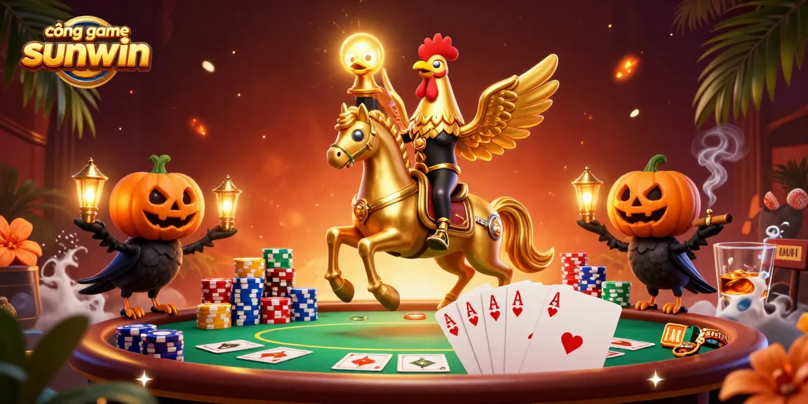 Experience the thrill of the cổng game sunwin with a vibrant, dynamic casino scene featuring golden rooster characters.