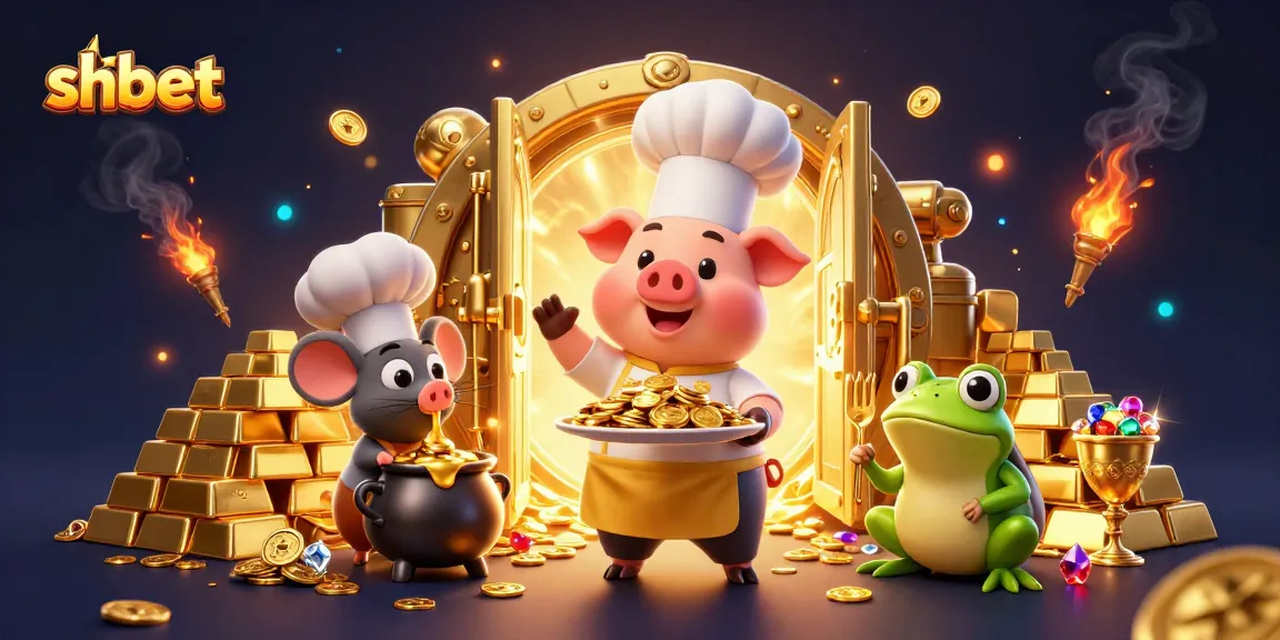 Experience shbet's dynamic casino action with vibrant characters and sparkling gold treasures.