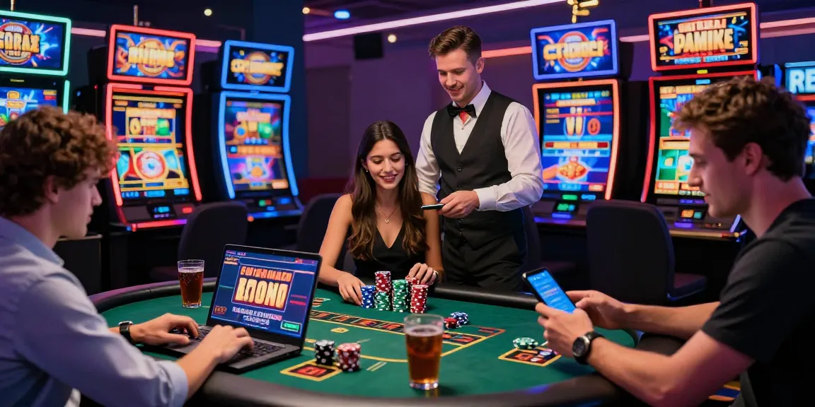 Engaging online casino scene at https://dea.org.uk showcasing players enjoying live dealer games and vibrant slot graphics.