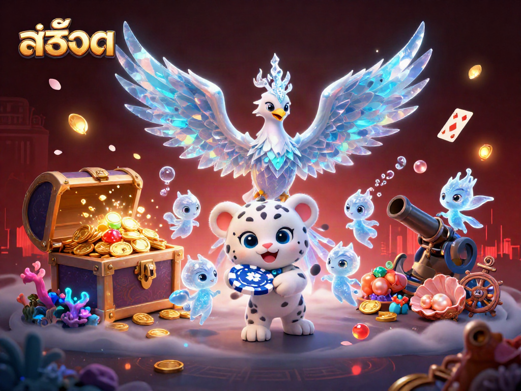 Play สล็อต with vibrant characters in an immersive casino scene filled with rich elements.