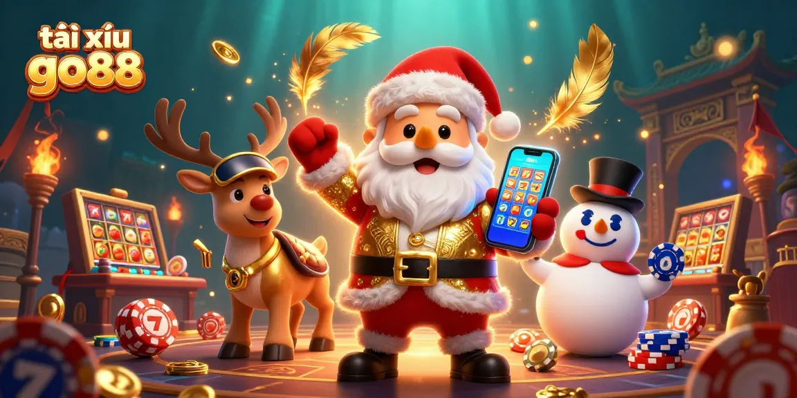 Join the exciting action at tài xỉu go88 with Santa and friends in this vibrant casino scene.