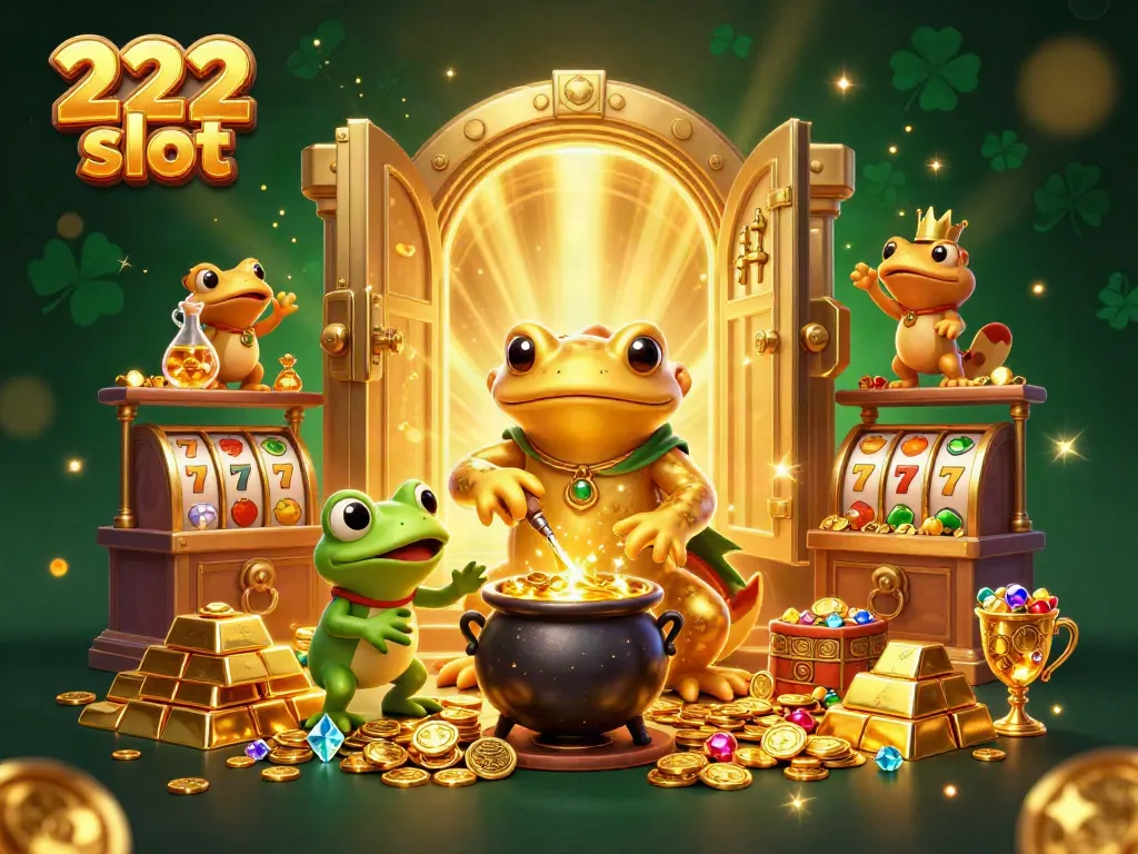 Mainkan permainan slot 222 slot dengan alkemis dan katak di laboratorium emas.