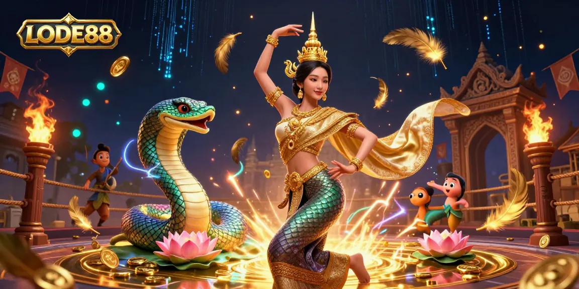 Experience the thrill of LODE88 with vibrant gaming elements in a lively 3D casino scene.