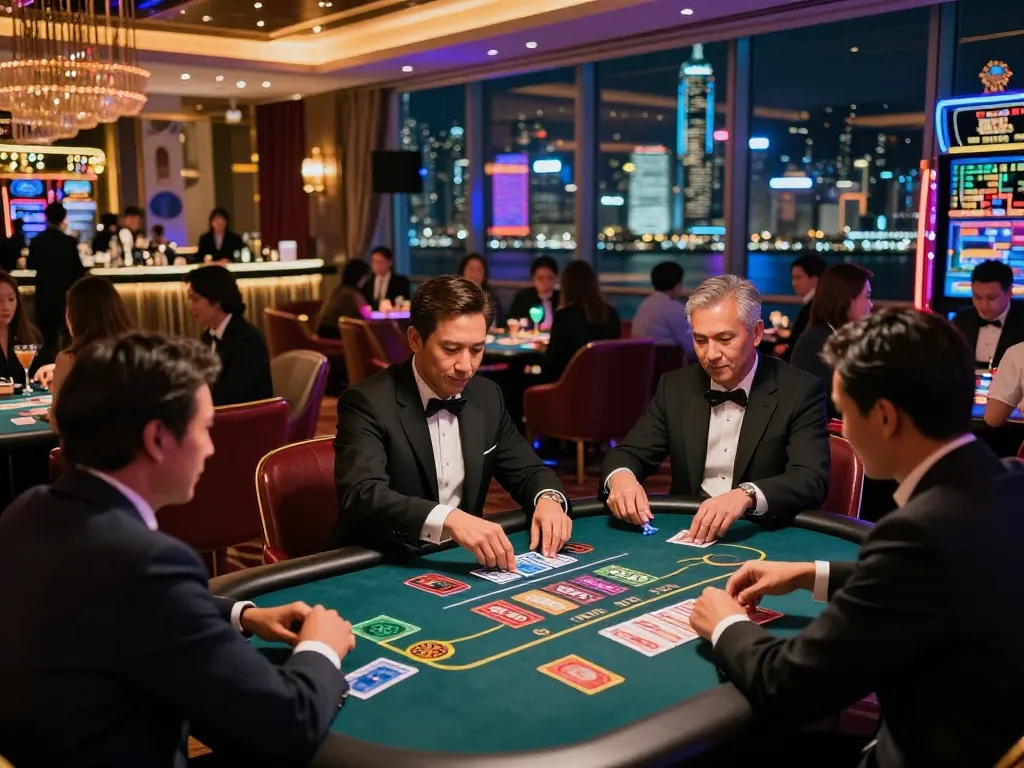 Exciting casino hong kong experience with patrons engaged at gaming tables in a vibrant nightlife setting.