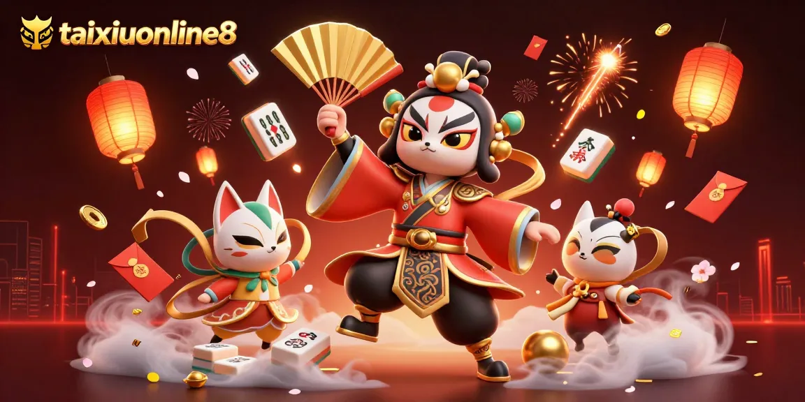 Join the excitement of taixiuonline8 with vibrant 3D illustrations depicting thrilling gameplay elements and characters.