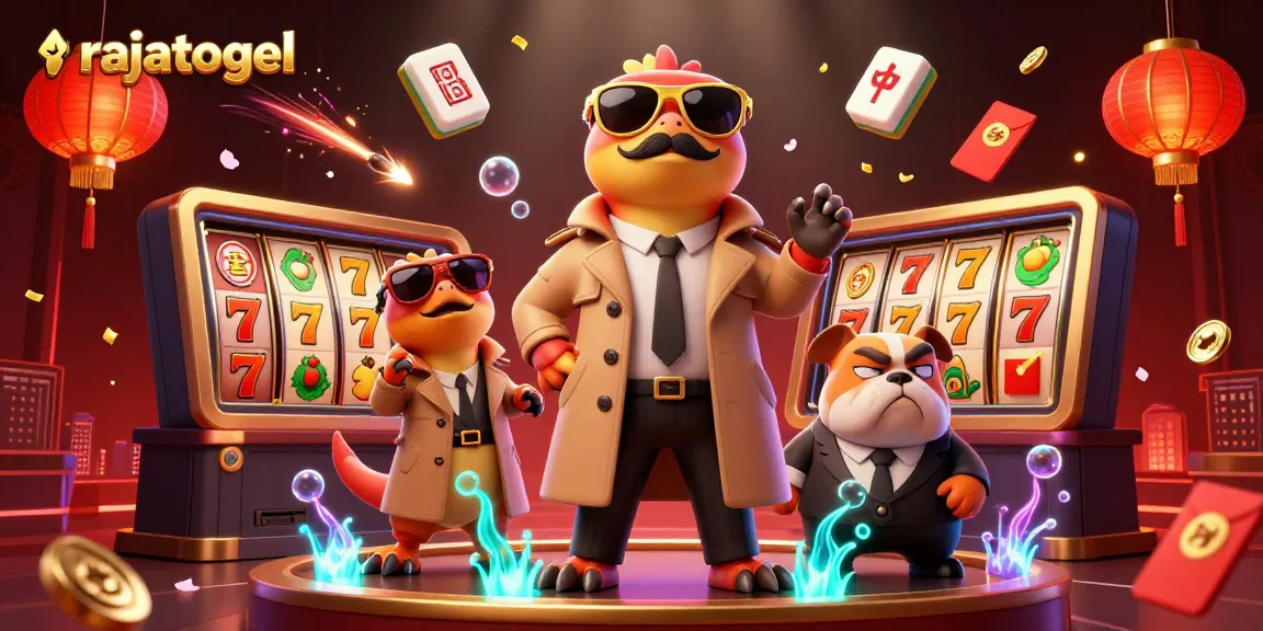 Experience the thrilling rajatogel jackpot as cartoon raptors sneak into a VIP casino setting.