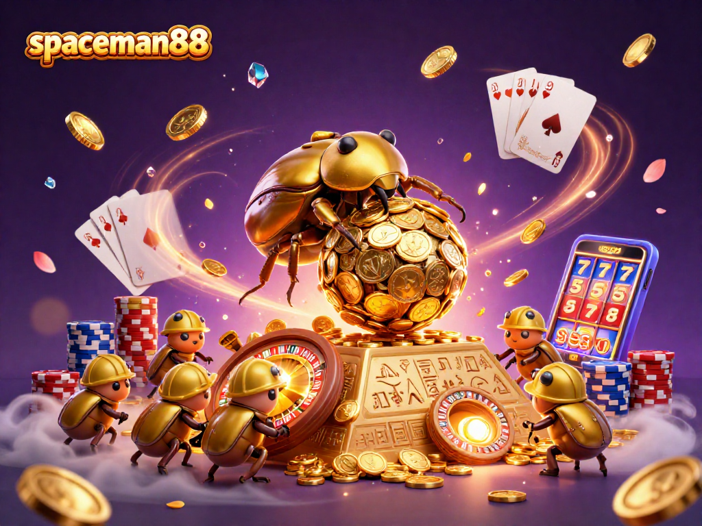 Experience the excitement of spaceman88 as golden beetles roll treasure at the casino