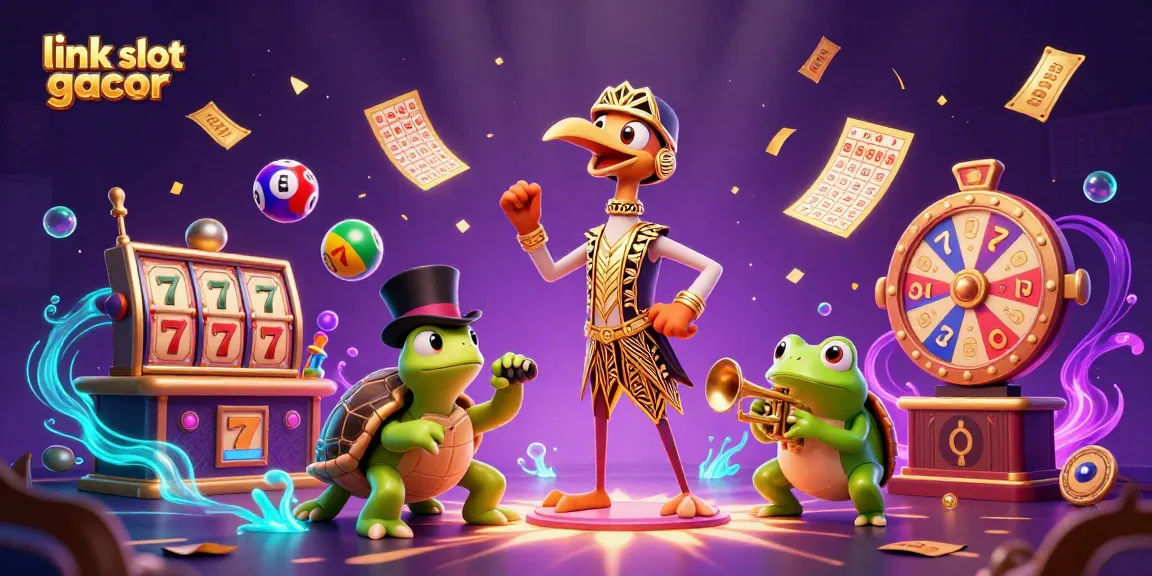 Menangkan slot gacor dengan ilustrasi epik 3D di kasino, menampilkan karakter imajinatif dan simbol keberuntungan.
