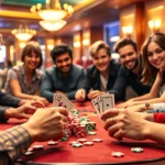 Experience thrilling moments in a lively Poker Game with diverse players around a card table.