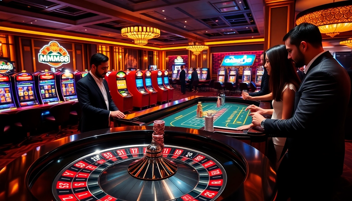 Experience thrilling gambling action at mm88 casino with live tables and vibrant slot machines.