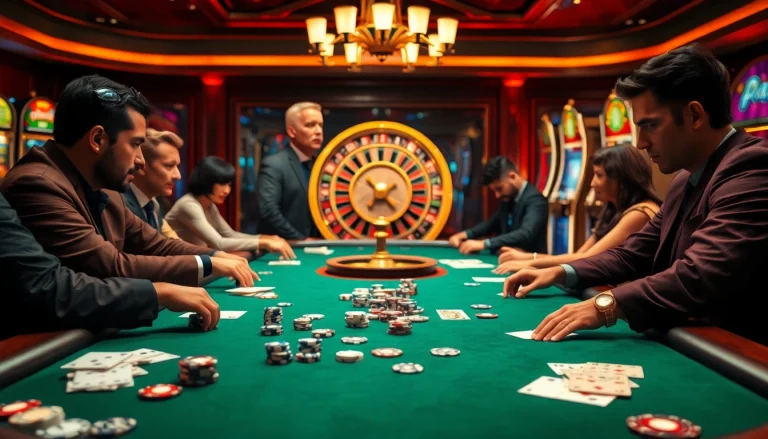 Experience thrilling poker action at https://789win.associates/ with vibrant chips and cards on a luxury table.
